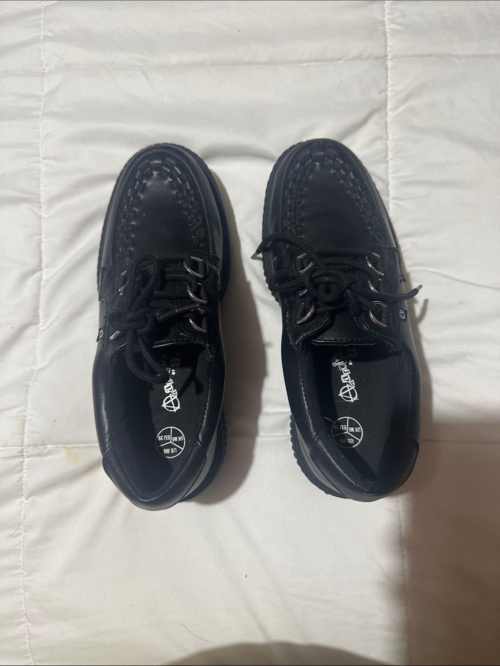 tuk Black Leather Platform Creeper Loafers